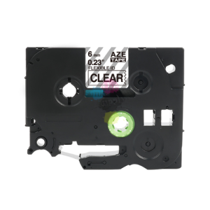 theinksupply compatible Brother Tze-FX111 Flexible Sticker Label Tape for Wires (6mm Black on Clear)